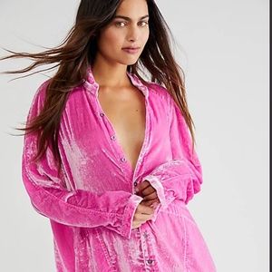 Free People We The Free Summer Daydream Velvet Button-down Size XS